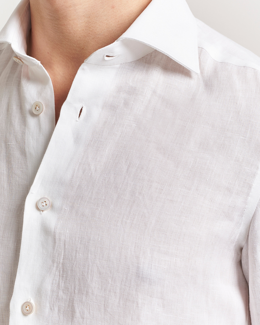 Herre | Skjorter | Kiton | Linen Sport Shirt White