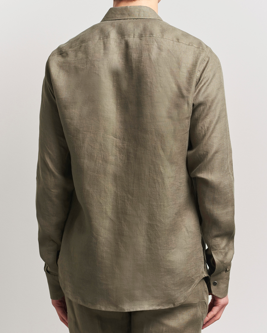 Herre | Skjorter | Kiton | Linen Overshirt Olive
