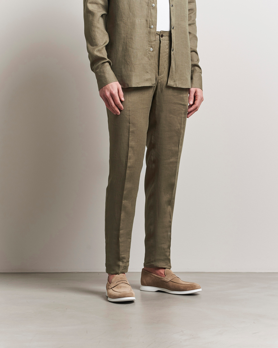 Herre | Bukser | Kiton | Linen Drawstring Pants Olive