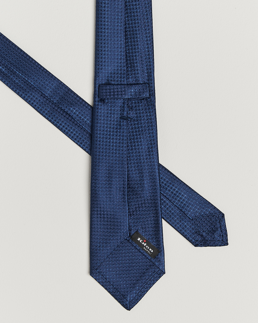 Herre | Slips | Kiton | Structured Silk Tie Navy