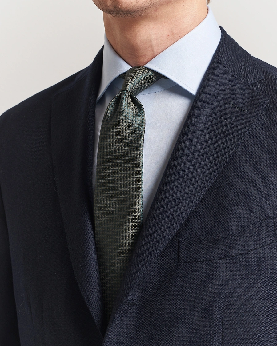 Herre | Slips | Kiton | Structured Silk Tie Dark Green