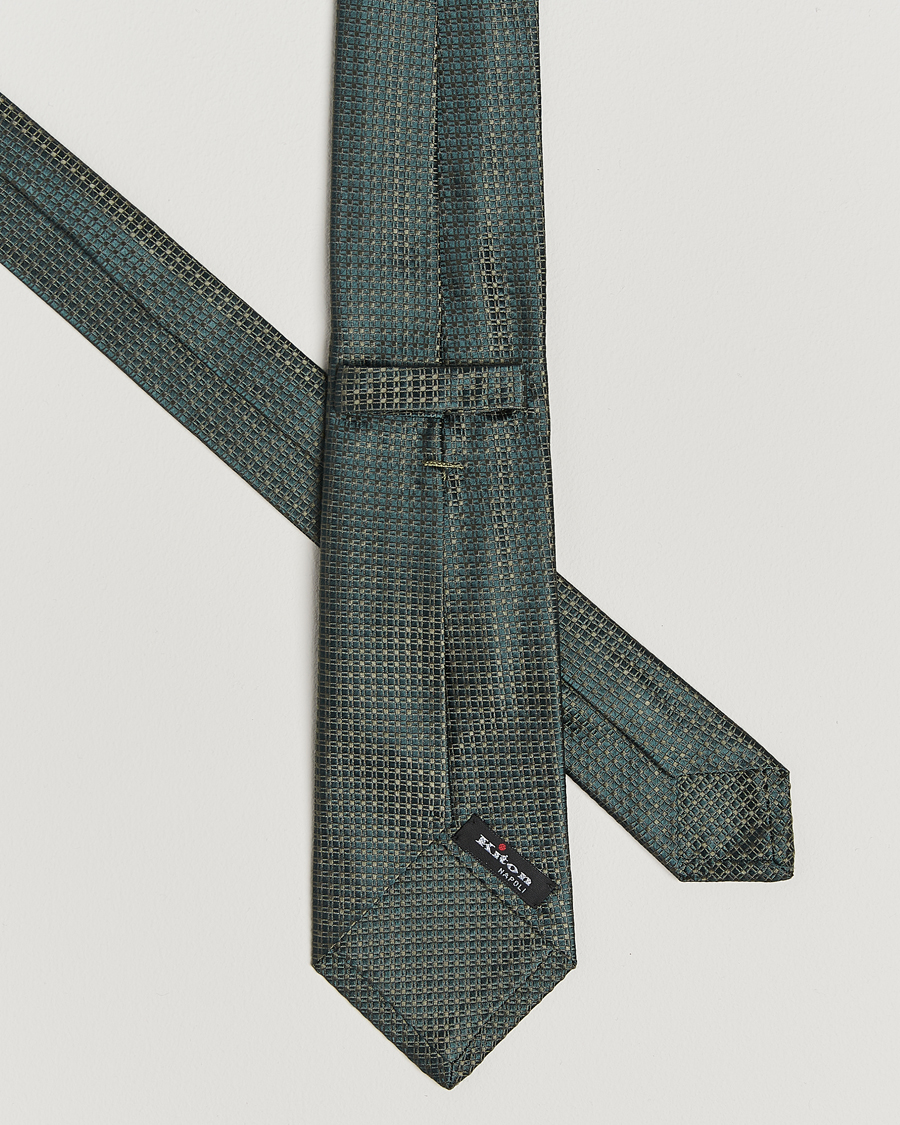 Herre | Slips | Kiton | Structured Silk Tie Dark Green