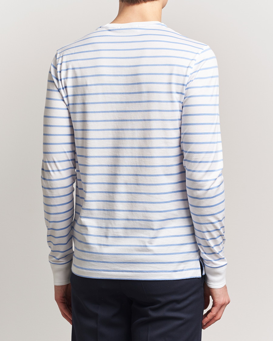 Herre | T-Shirts | Ralph Lauren Purple Label | Long Sleeve Striped T-Shirt White/Cornflower