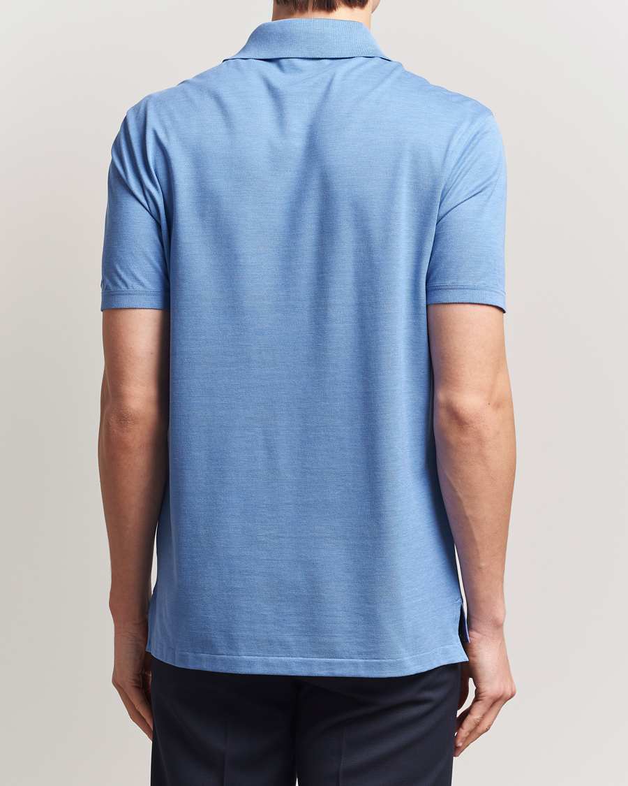 Herre | Pikéer | Ralph Lauren Purple Label | Cotton/Silk Short Sleeve Polo Cornflower