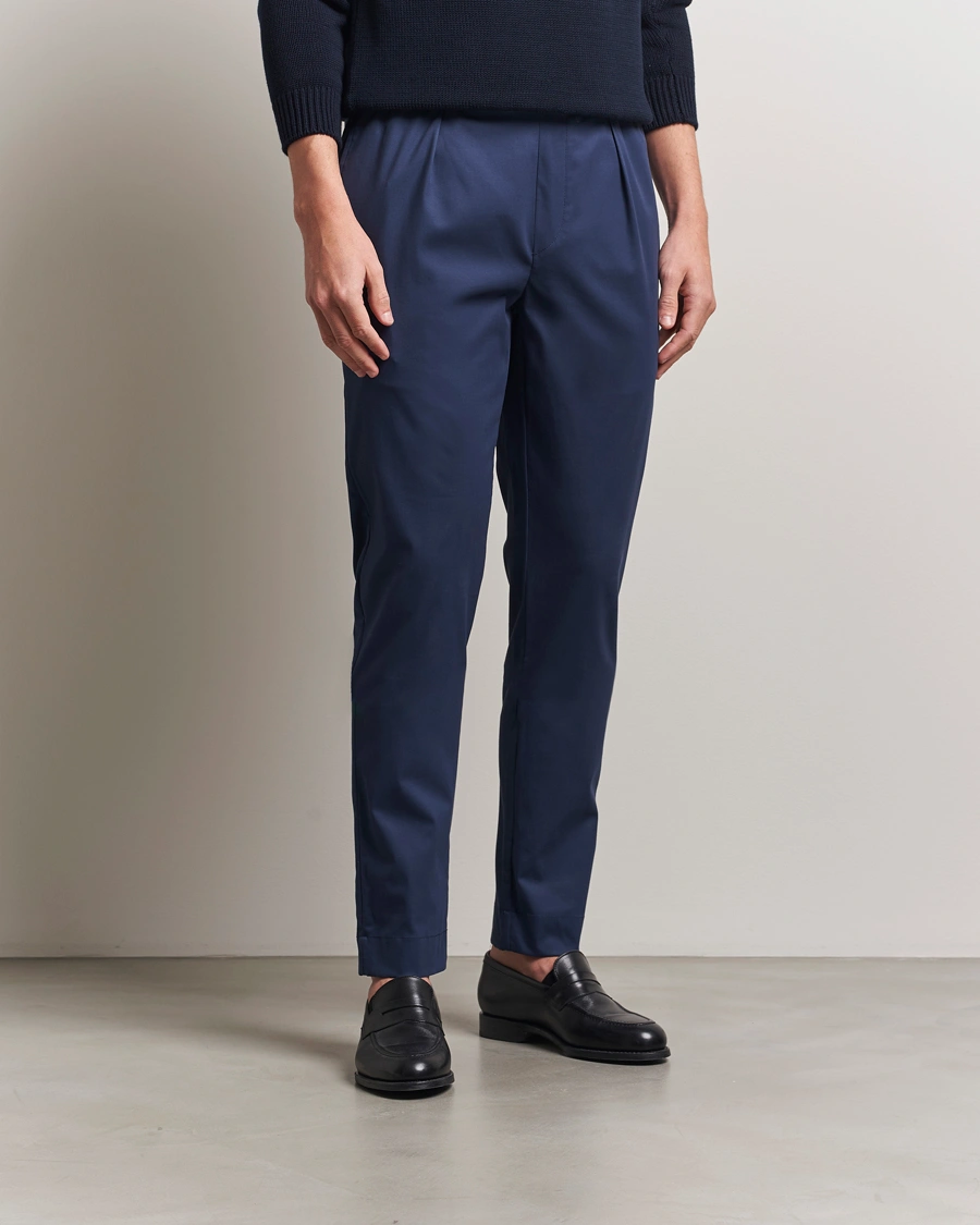 Herre | Bukser | Ralph Lauren Purple Label | Soft Cotton Drawstring Pants Navy