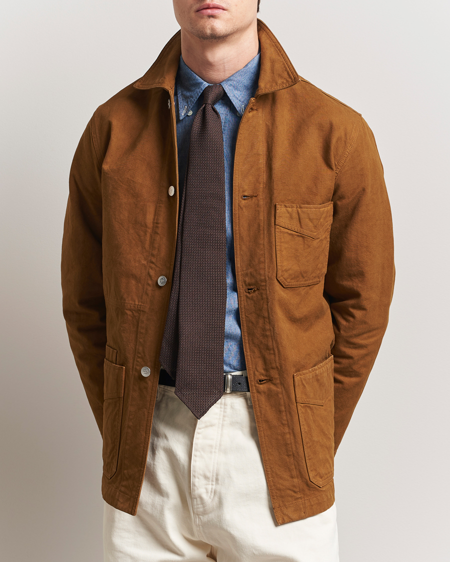 Herre | Jakker | Drake's | Duck Cotton Canvas Chore Jacket Tobacco