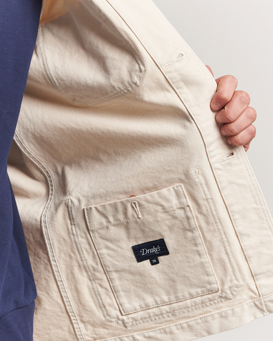 Herre | Jakker | Drake's | Duck Cotton Canvas Shore Jacket Natural