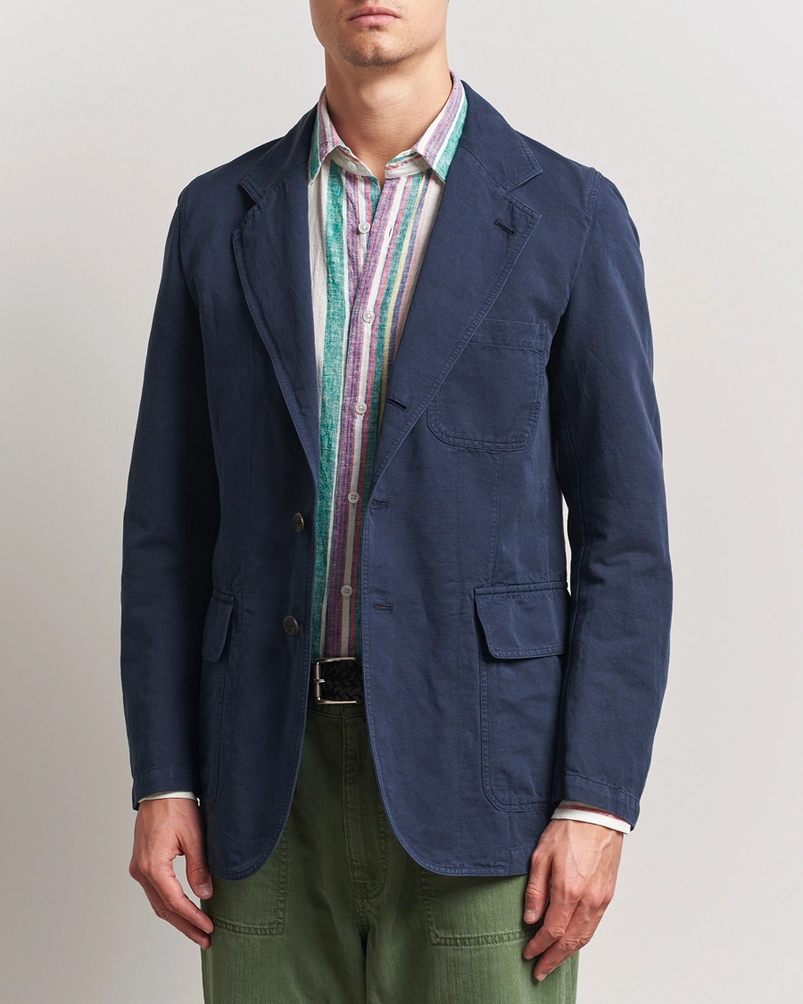 Herre | Dressjakker | Drake's | MKI Cotton/linen Games Blazer Navy