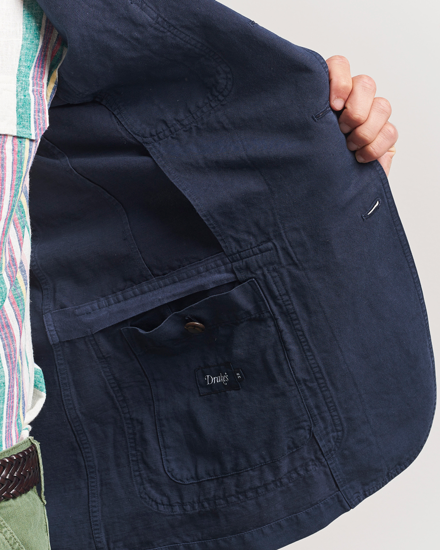 Herre | Dressjakker | Drake's | MKI Cotton/linen Games Blazer Navy