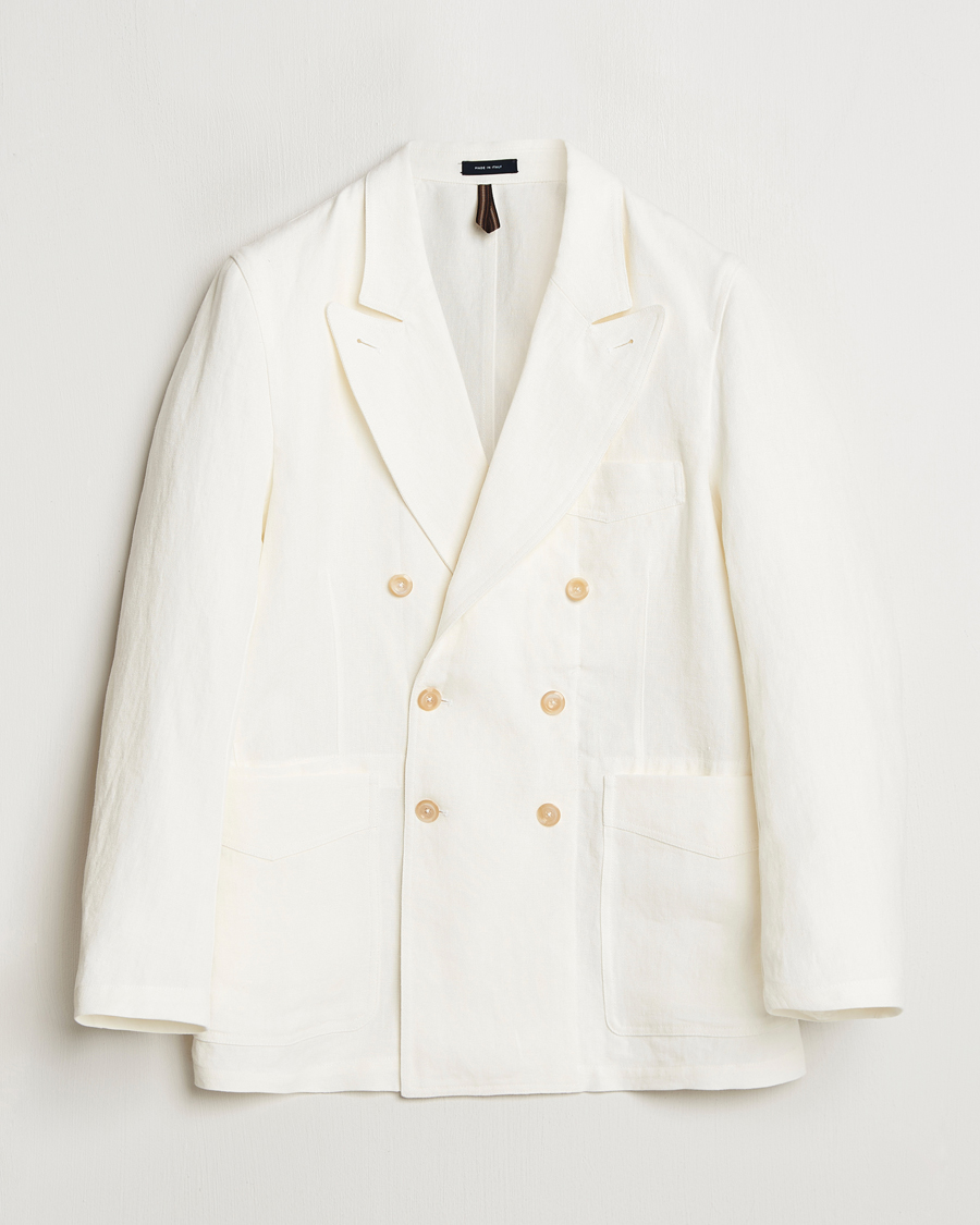 Herre | Dressjakker | Drake's | MKIII Linen Games Double Breasted Blazer Ecru