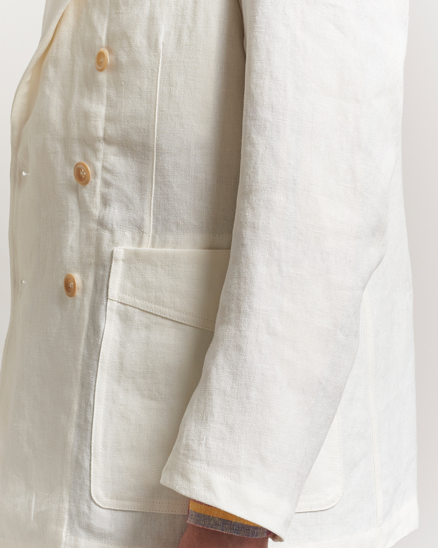 Herre | Dressjakker | Drake's | MKIII Linen Games Double Breasted Blazer Ecru