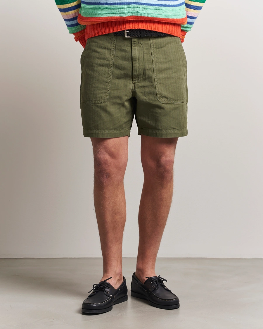 Herre | Shorts | Drake's | Fatigue Cotton Shorts Olive