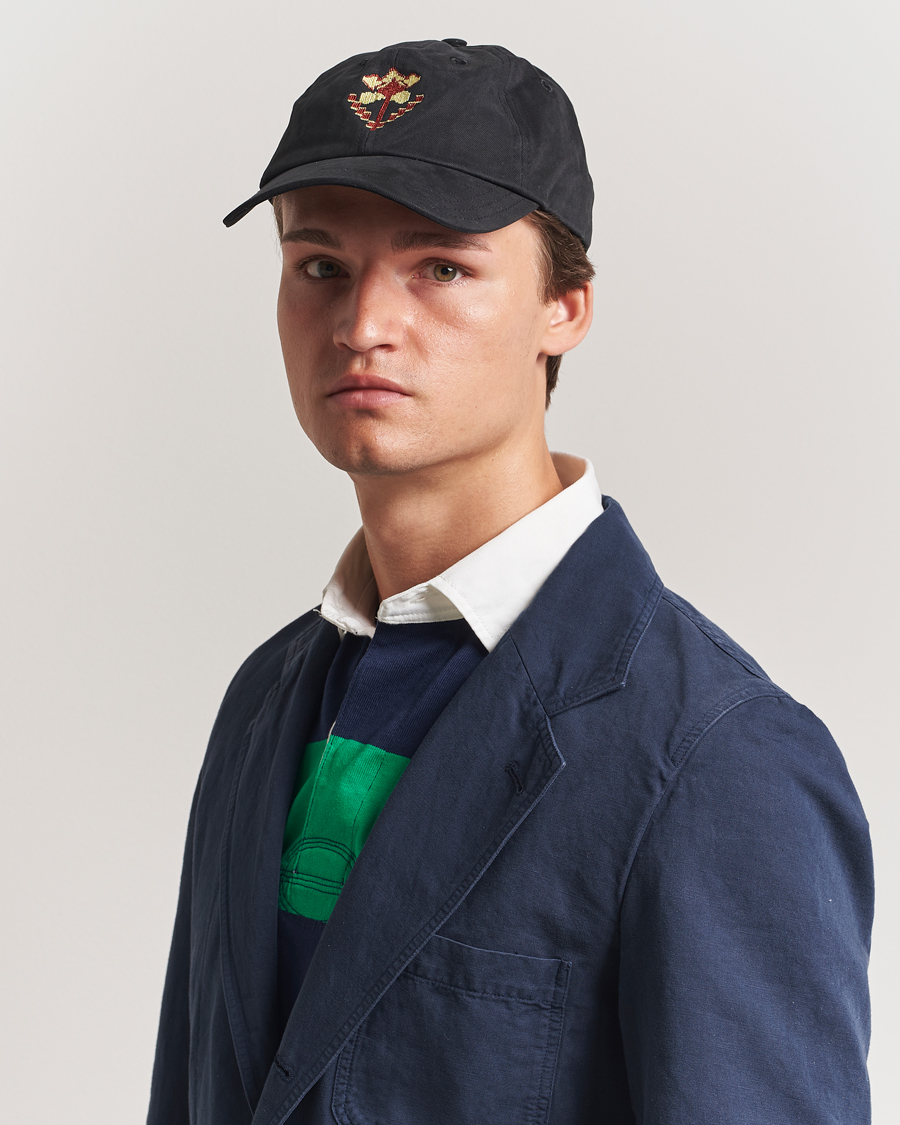 Herre | Hatter og capser | Drake's | Flower Embroidered Cap Black