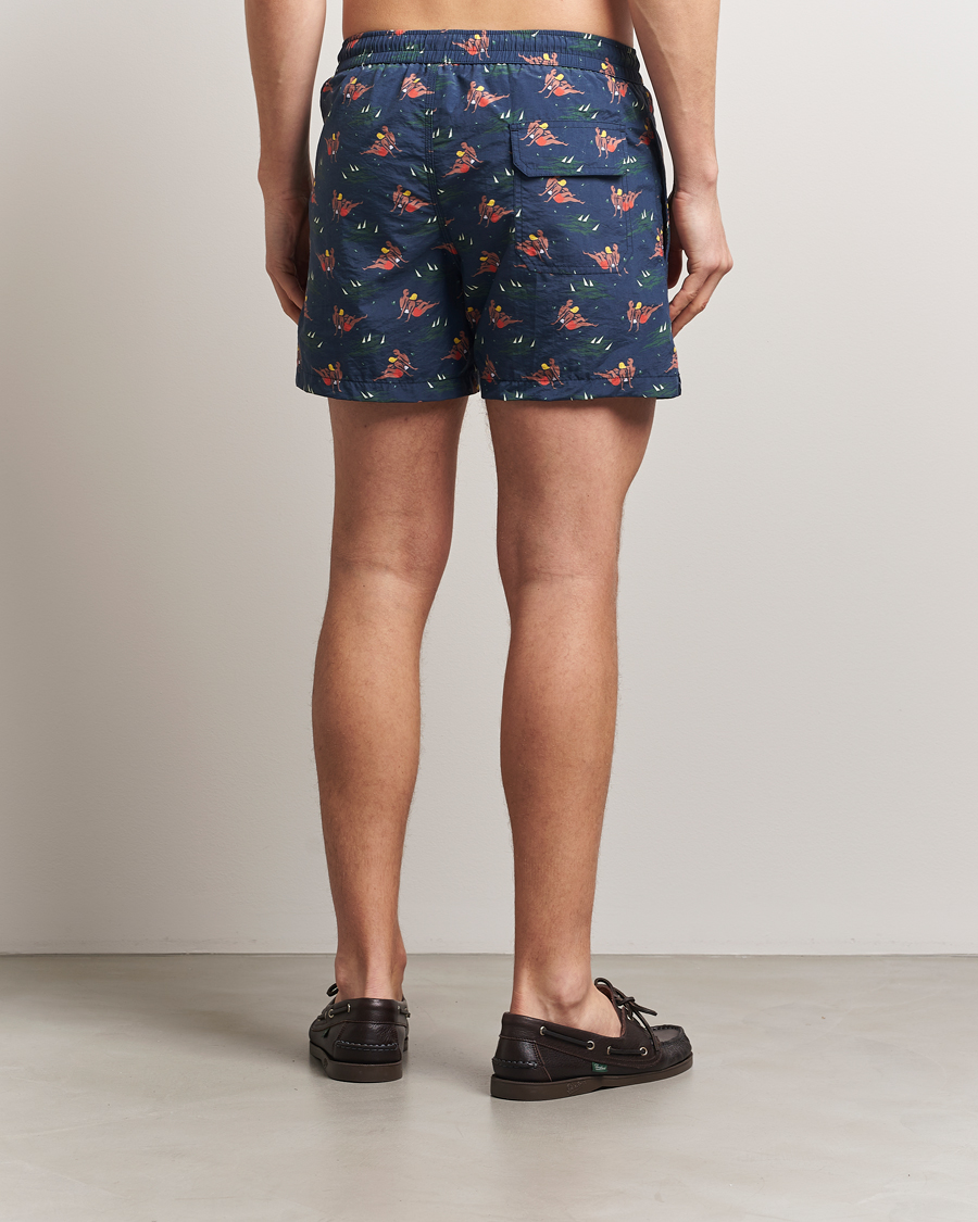 Herre | Badeshorts | Drake's | Bathers Print Drawstring Swimshorts Navy