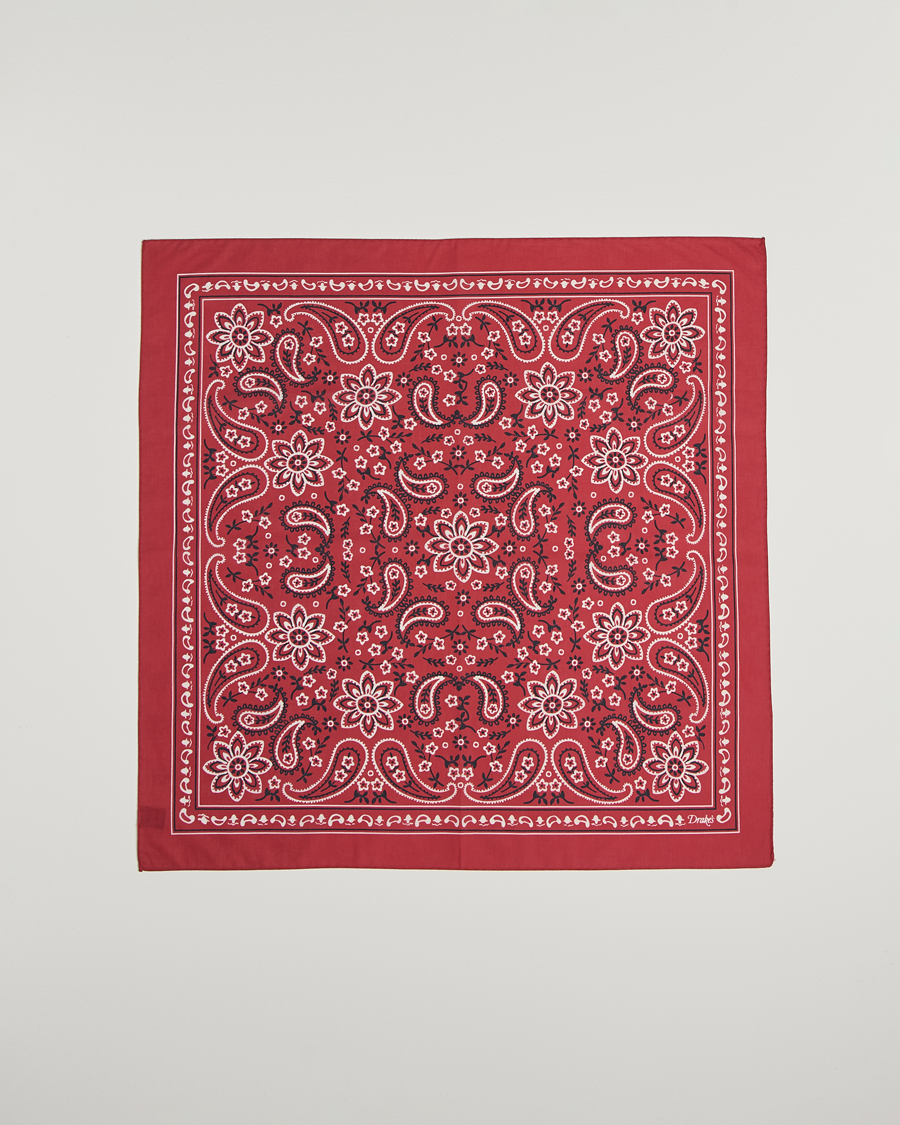 Herre | Scarves | Drake's | Drake'sClassic Paisley BandanaRed