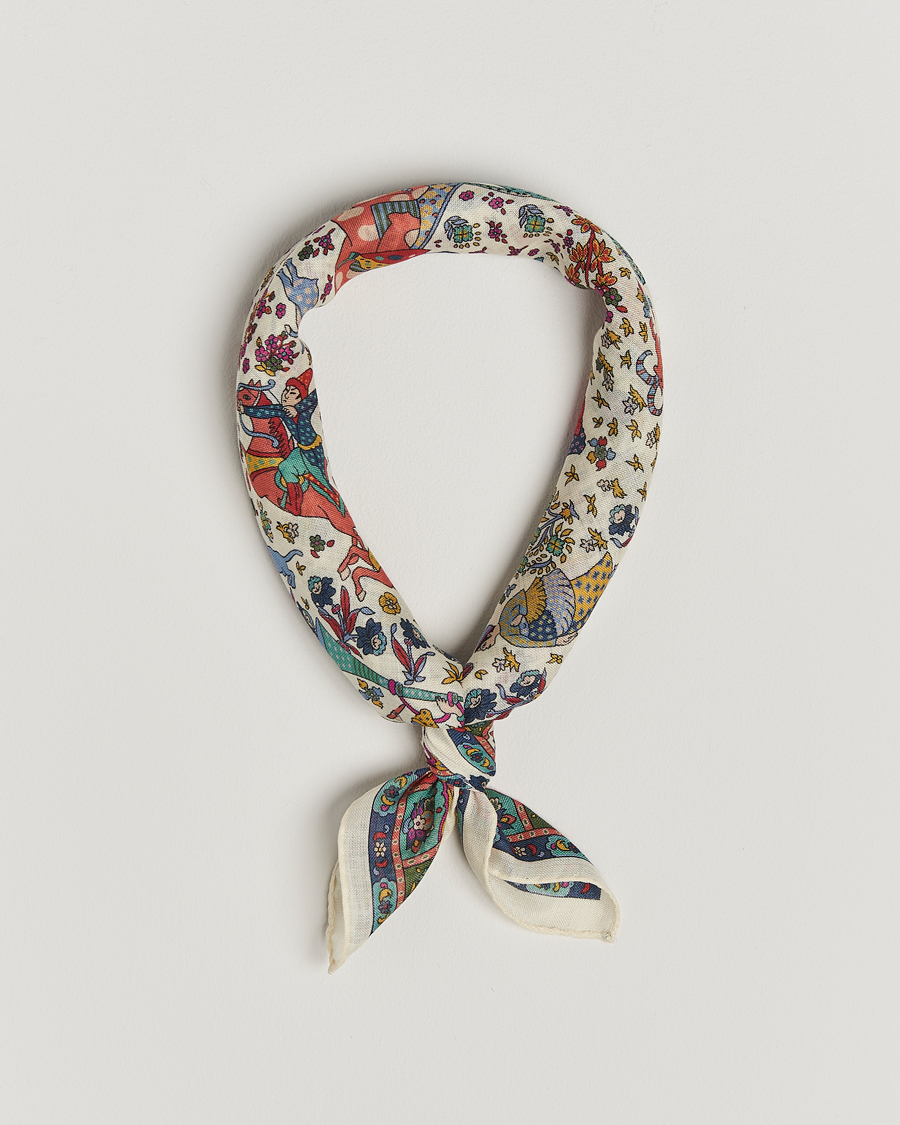 Herre | Drake's Floral Moghul Bandana Ecru/Navy/Magenta | Drake's | Floral Moghul Bandana Ecru/Navy/Magenta