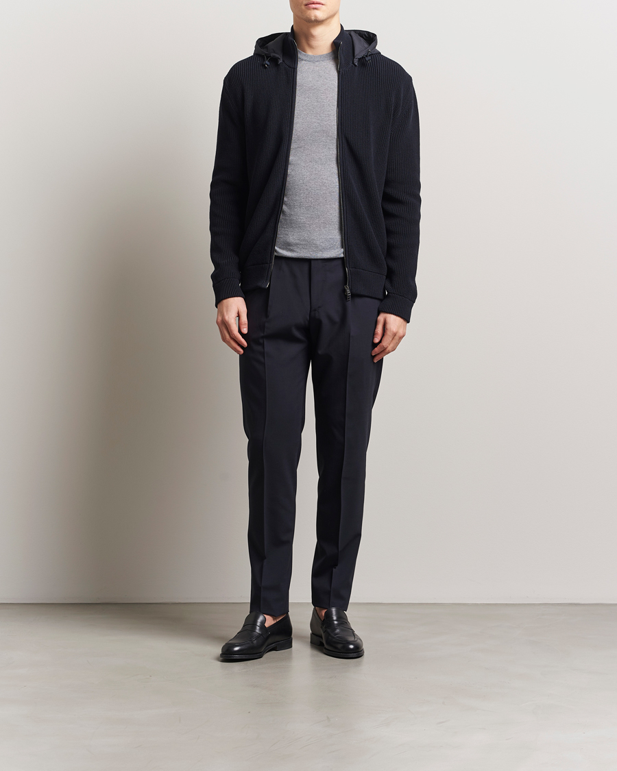 Herre | Jakker | Herno | Cotton Knit Hybrid Jacket Navy