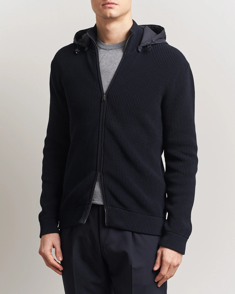 Herre | Jakker | Herno | Cotton Knit Hybrid Jacket Navy