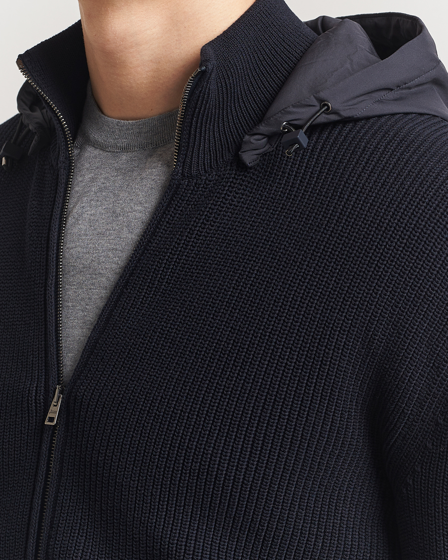Herre | Jakker | Herno | Cotton Knit Hybrid Jacket Navy
