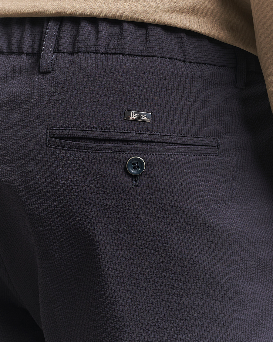 Herre | Bukser | Herno | Seersucker Drawstring Pants Navy