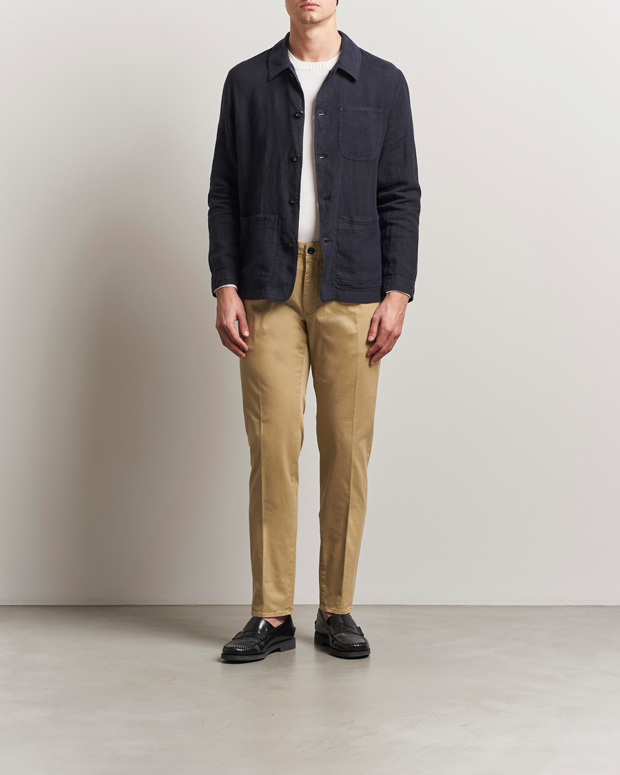 Herre | Bukser | Incotex | Slim Fit Garment Dyed Slacks Beige