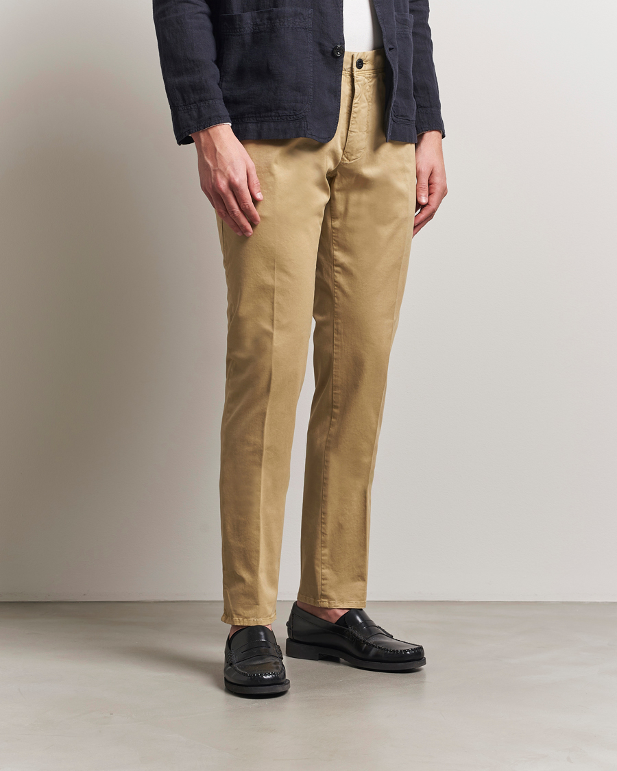 Herre | Bukser | Incotex | Slim Fit Garment Dyed Slacks Beige
