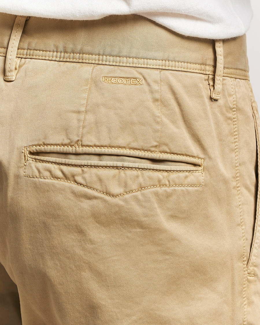 Herre | Bukser | Incotex | Slim Fit Garment Dyed Slacks Beige