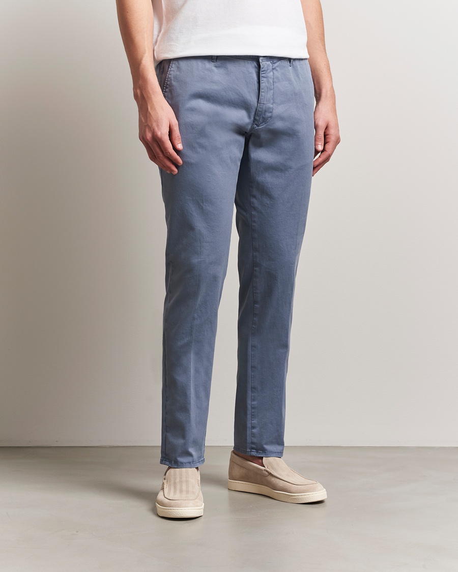 Herre | Bukser | Incotex | Slim Fit Garment Dyed Slacks Blue