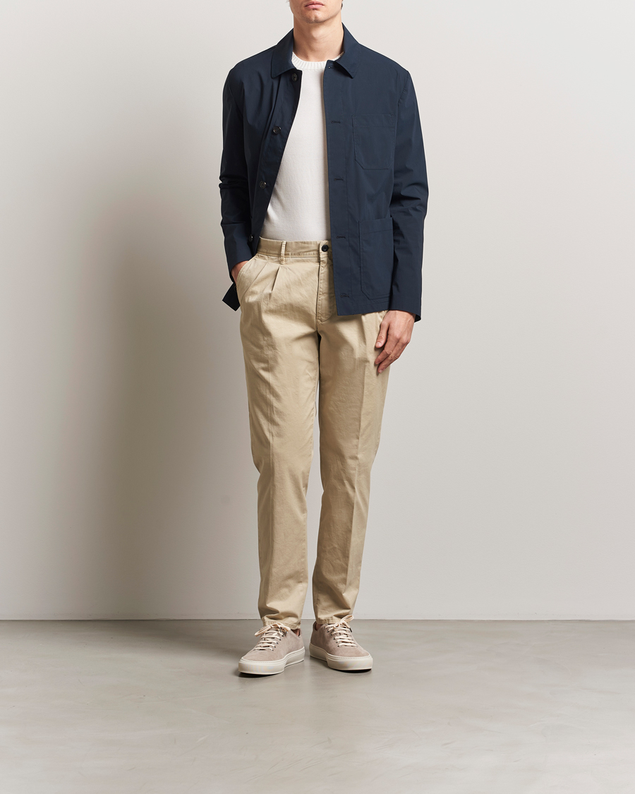 Herre | Bukser | Incotex | Tapered Fit Pleated Slacks Light Beige
