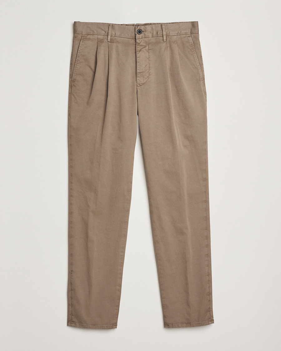 Herre | Bukser | Incotex | Tapered Fit Pleated Slacks Brown