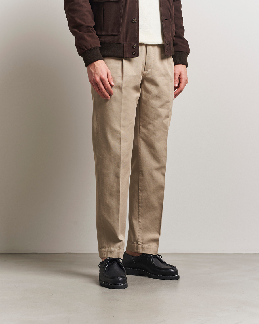 Herre | Bukser | Incotex | Regular Fit Uniform Cotton Slacks Beige