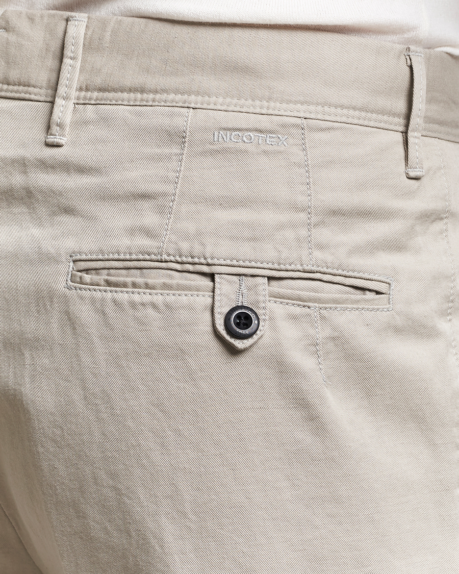 Herre | Bukser | Incotex | Tapered Fit Pleated Linen Slacks Light Beige