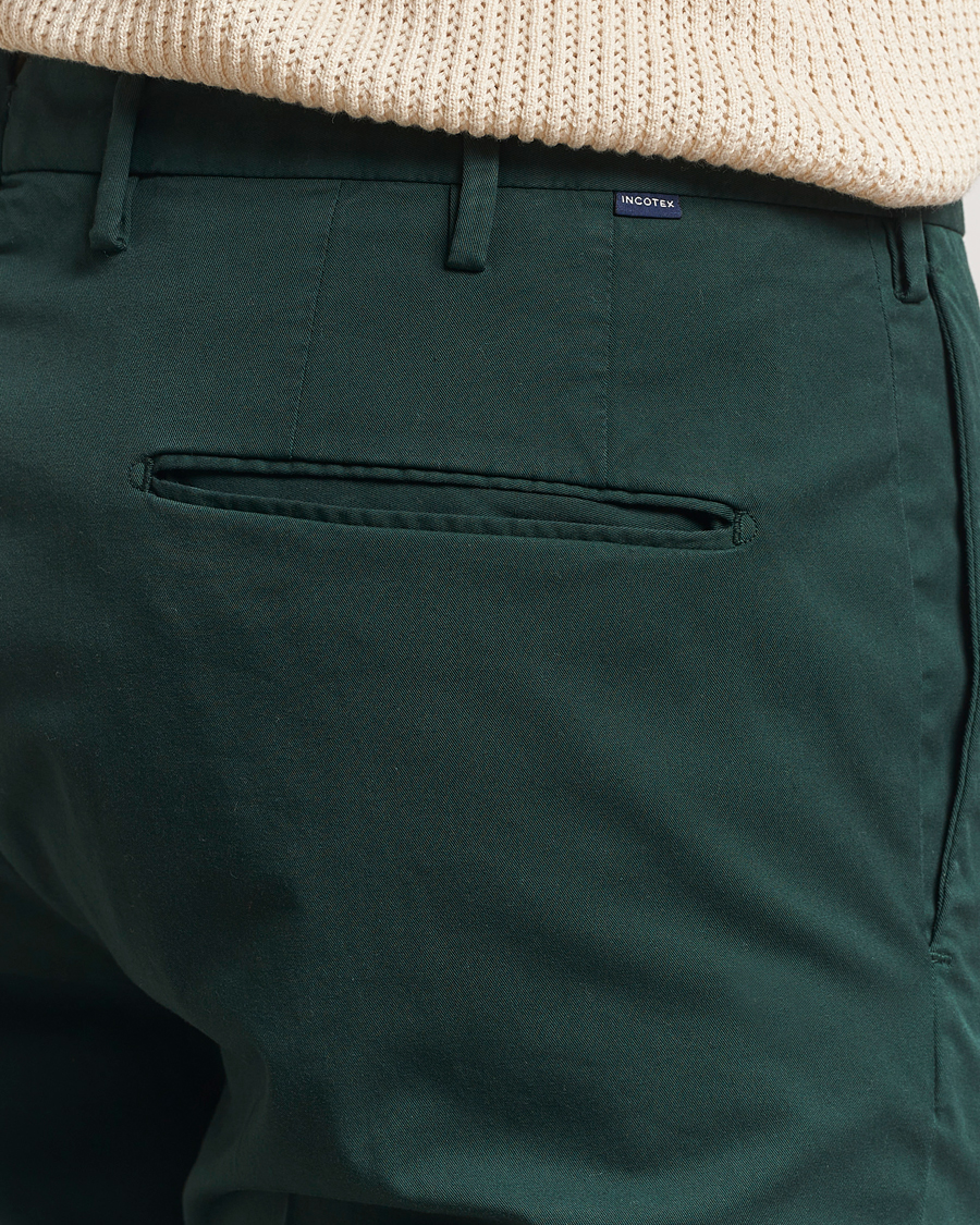Herre | Bukser | Incotex | Slim Fit Comfort Chinos Dark Green