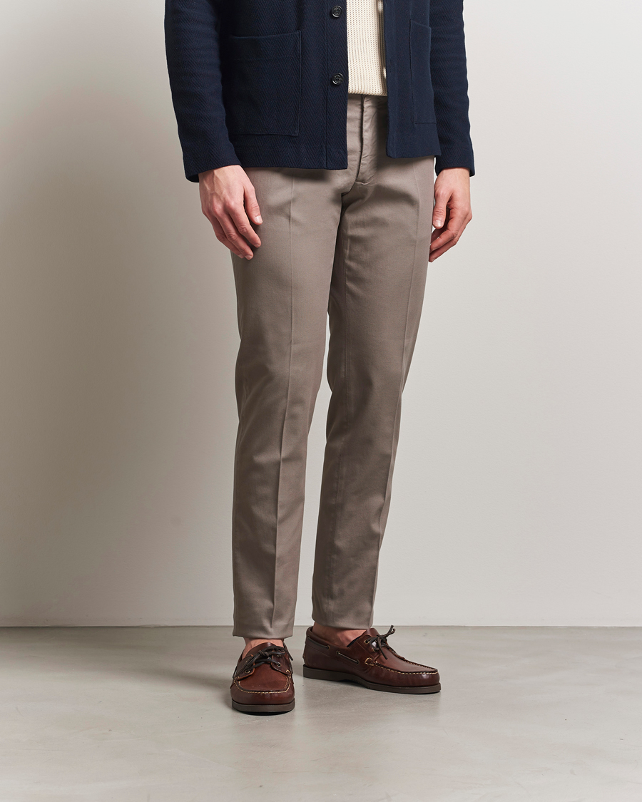 Herre | Bukser | Incotex | Slim Fit Micro Structure Cotton Chinos Brown