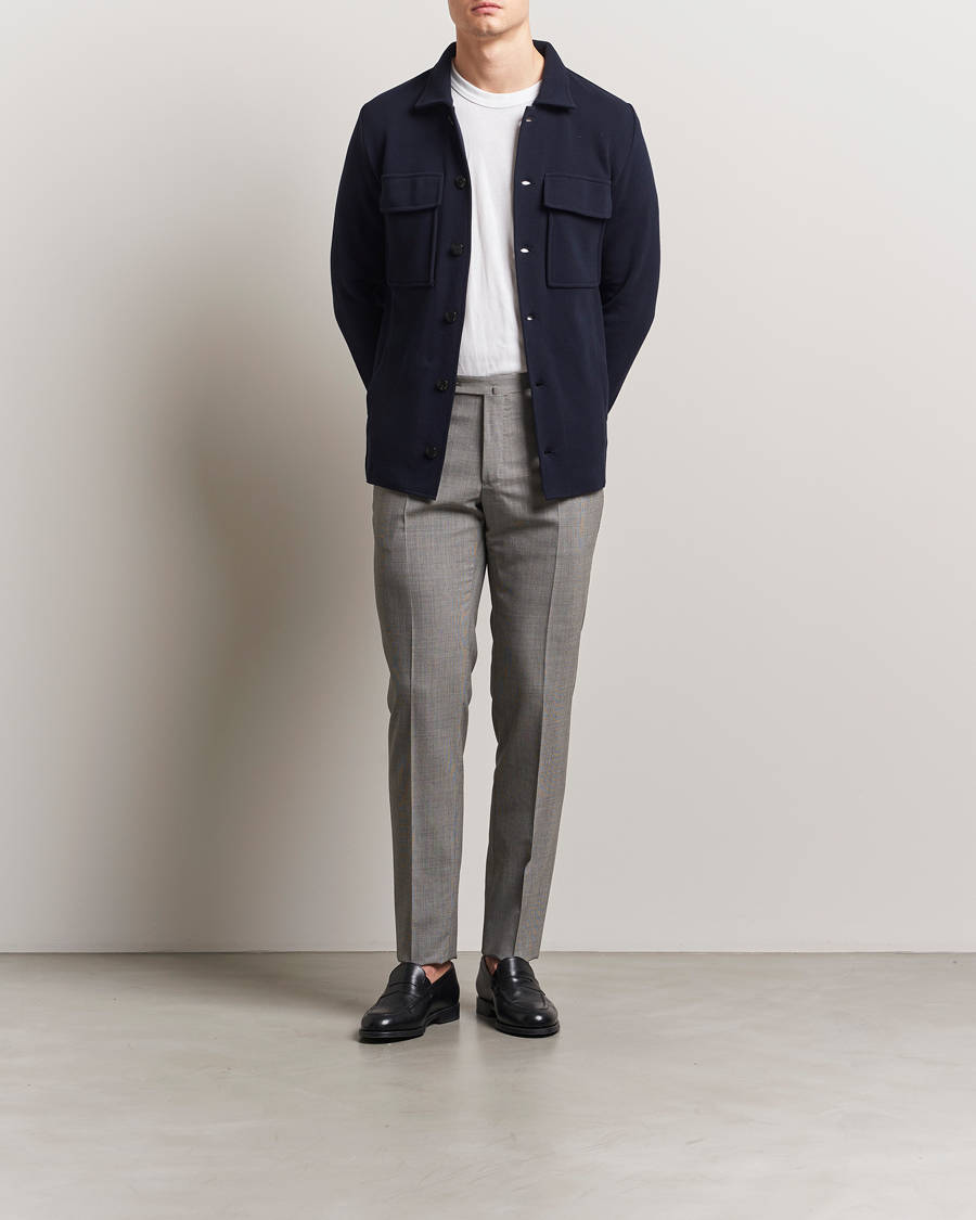 Herre | Bukser | Incotex | Slim Fit Micro Houndstooth Wool Trousers Light Grey