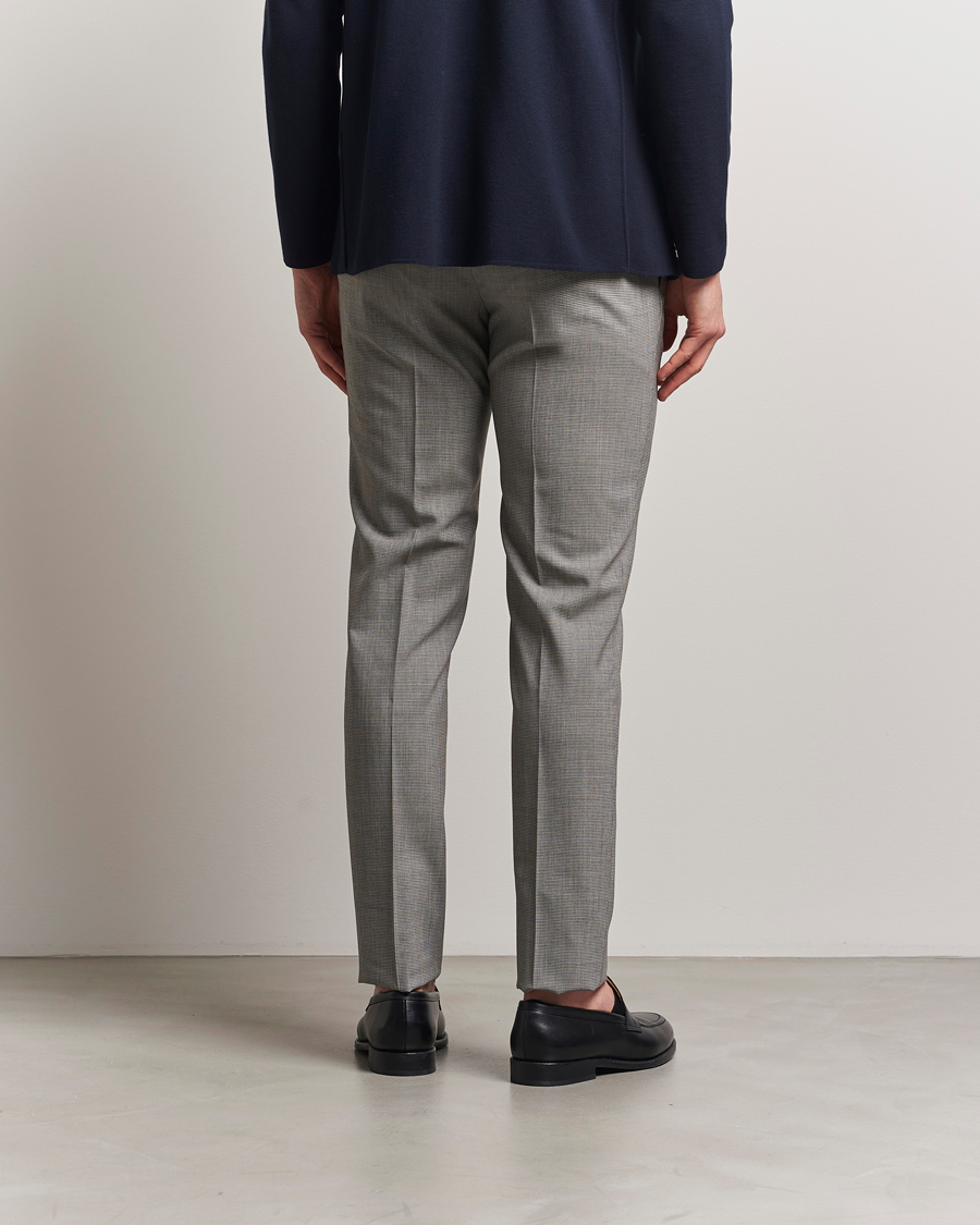 Herre | Bukser | Incotex | Slim Fit Micro Houndstooth Wool Trousers Light Grey