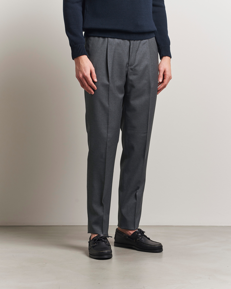 Herre | Bukser | Incotex | Drawstring Super 100s Wool Pants Medium Grey