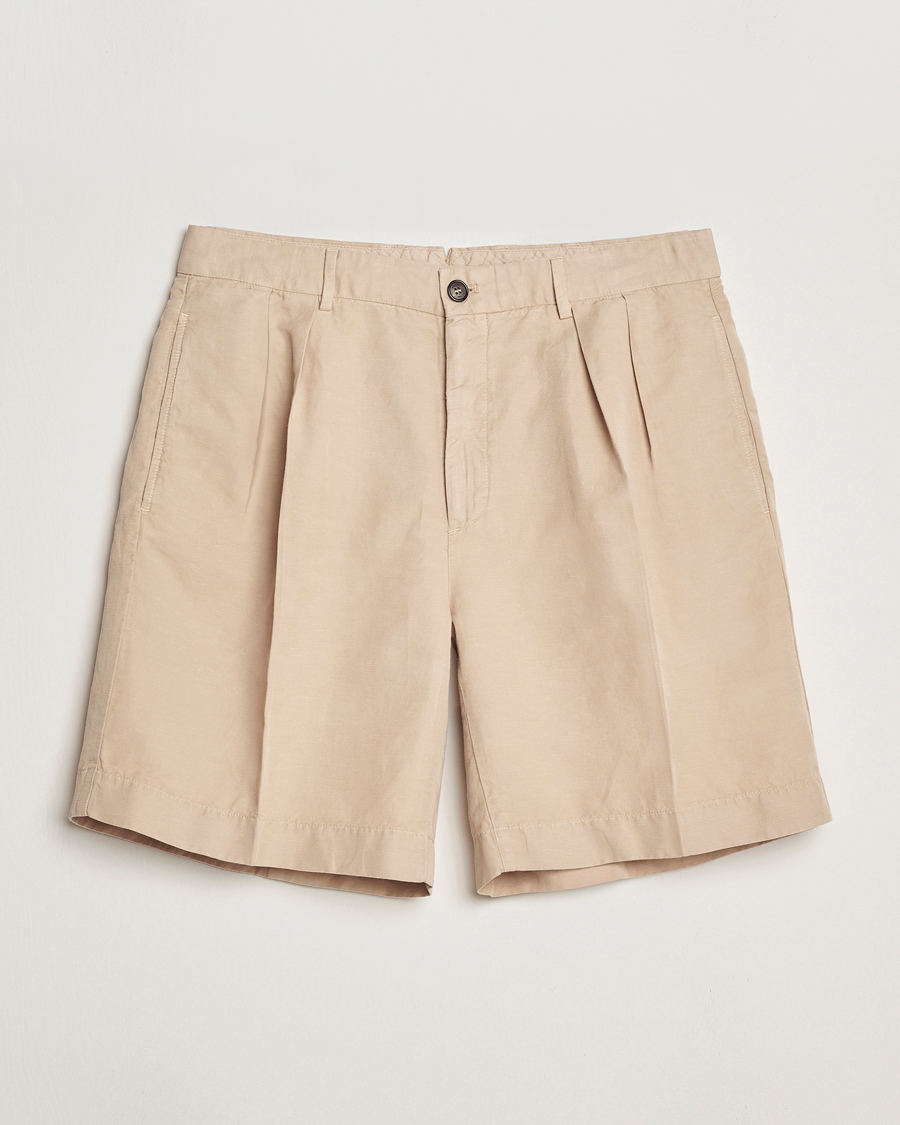 Herre | Shorts | Incotex | Pleated Chinolino Shorts Beige