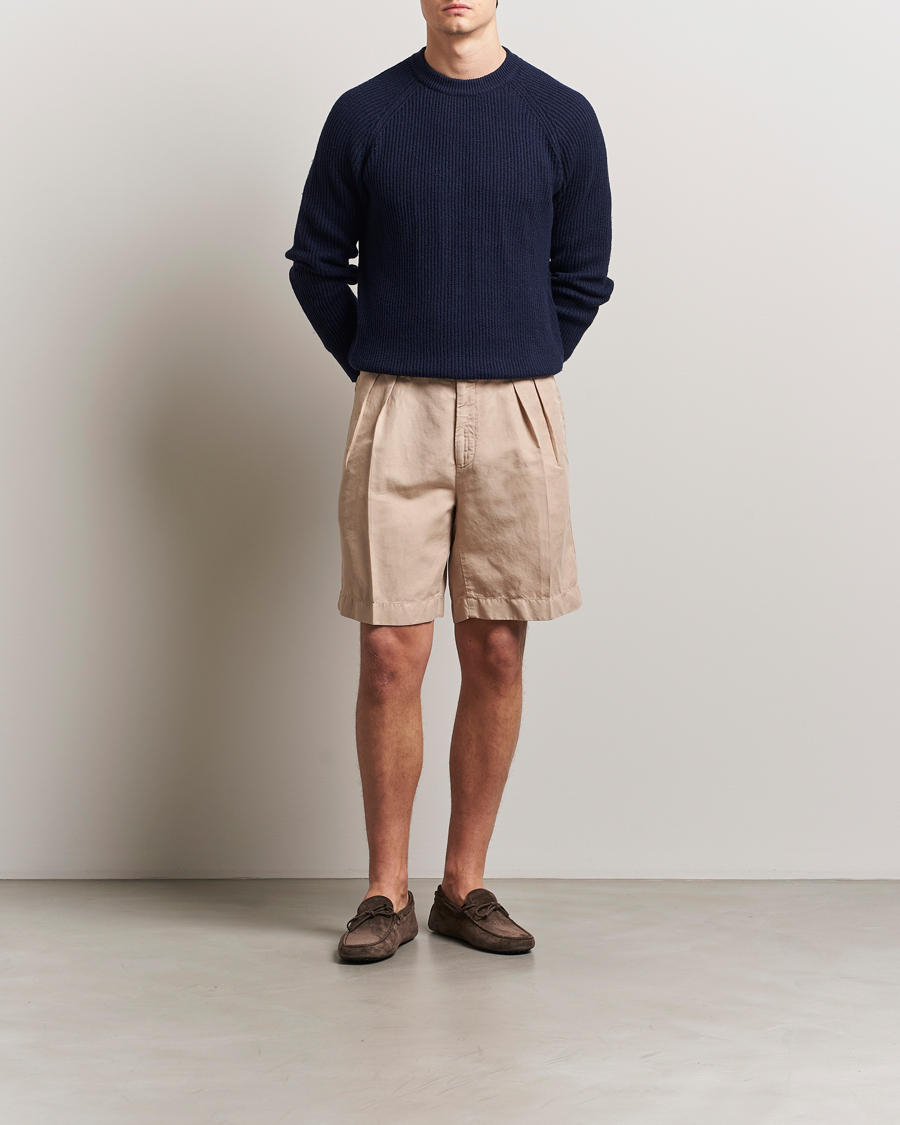 Herre | Shorts | Incotex | Pleated Chinolino Shorts Beige