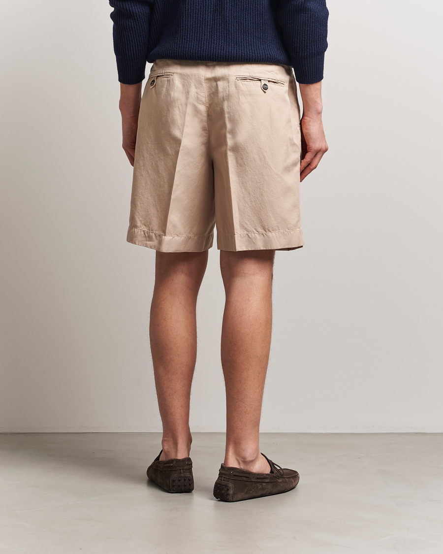 Herre | Shorts | Incotex | Pleated Chinolino Shorts Beige