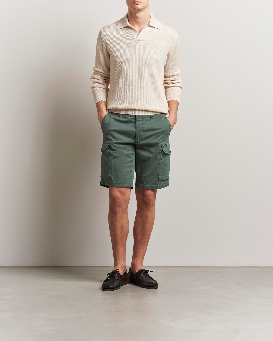 Herre | Shorts | Incotex | Cotton Cargo Shorts Bottle Green
