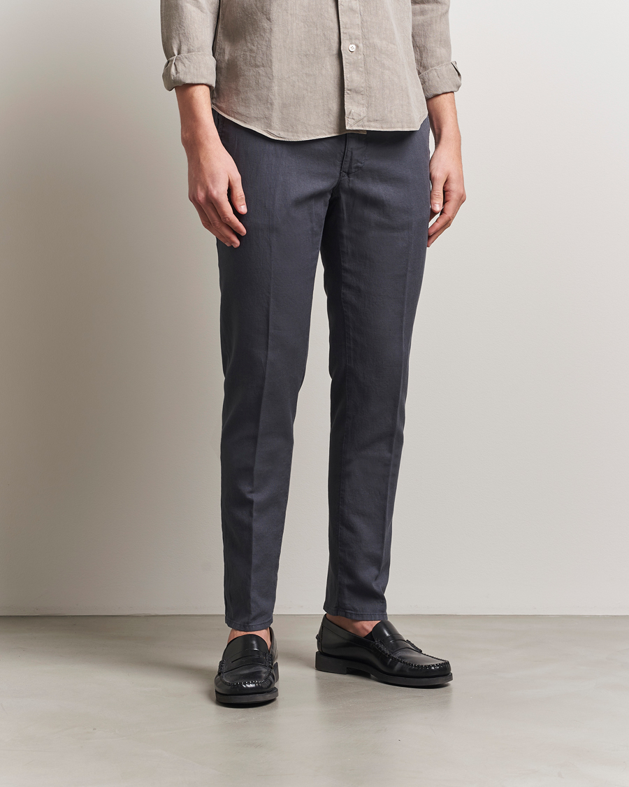 Herre | Bukser | Incotex | Slim Fit Basket Weave Cotton Slacks Dark Grey