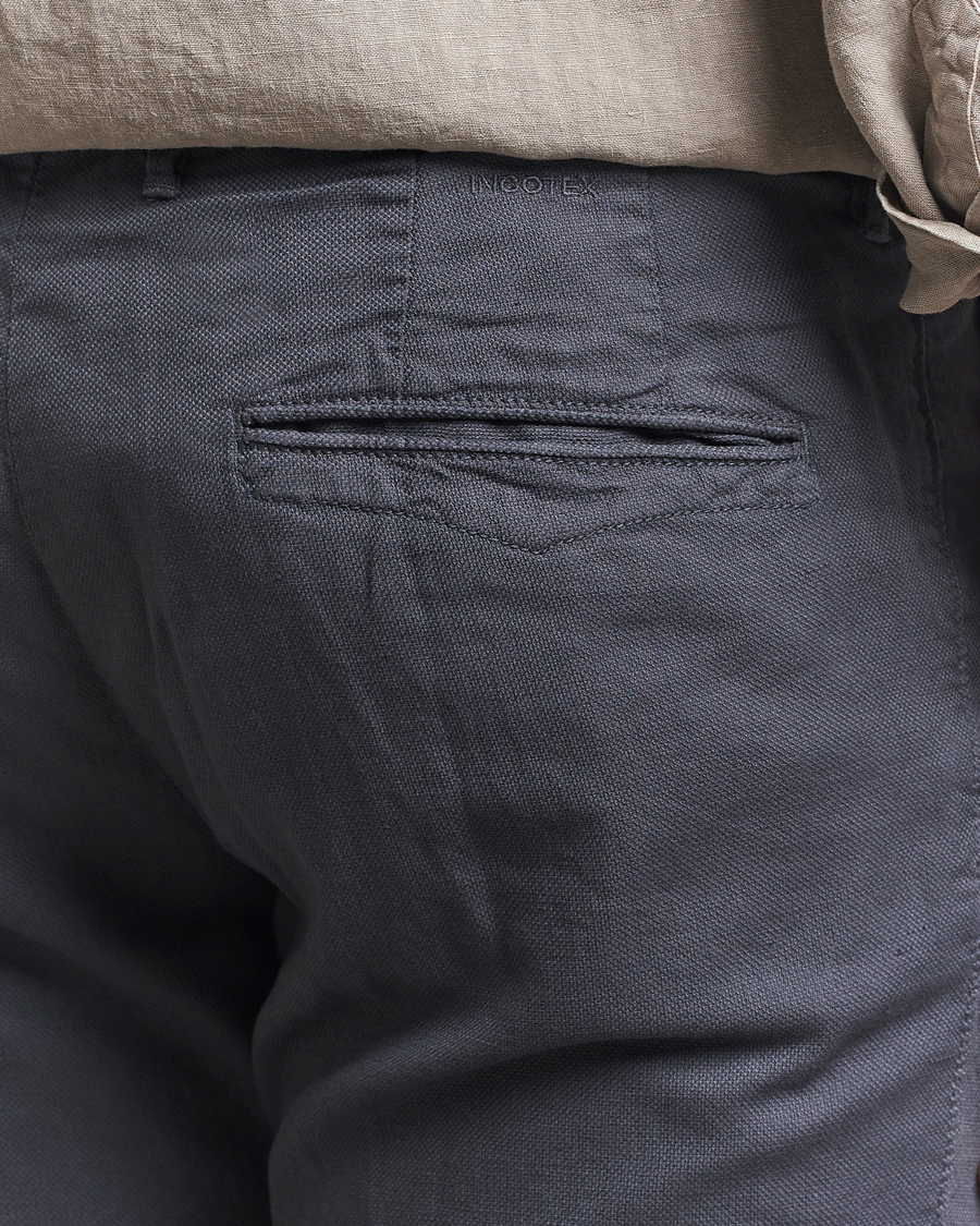 Herre | Bukser | Incotex | Slim Fit Basket Weave Cotton Slacks Dark Grey