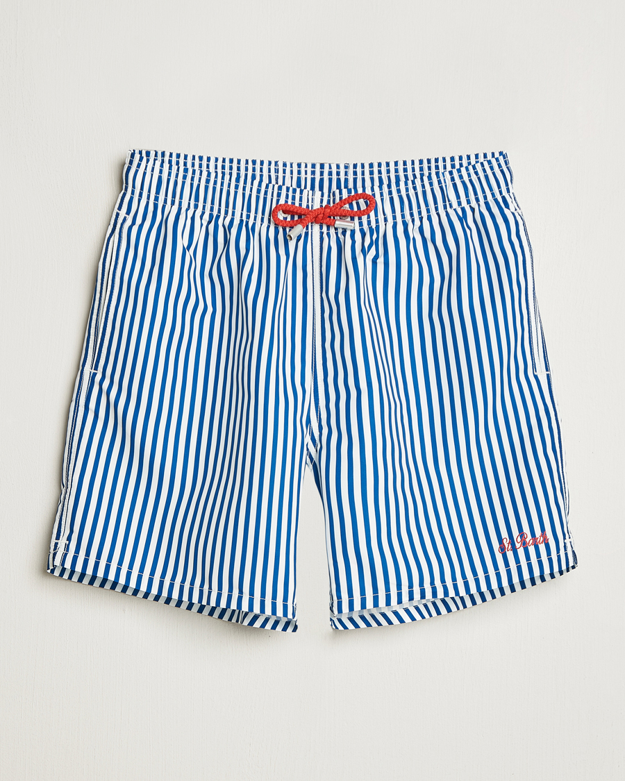 Herre | Badeshorts | MC2 Saint Barth | Printed Nylon Swim Shorts Dark Blue Stripes