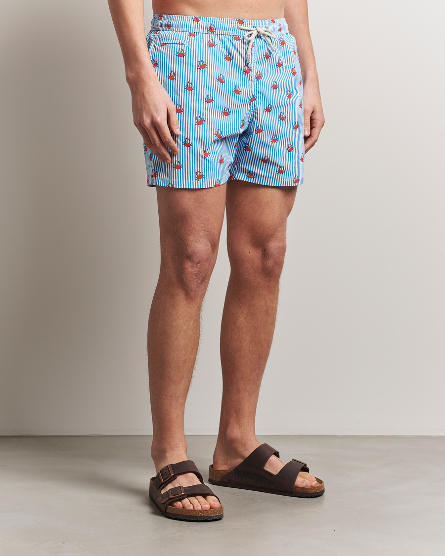 Herre | Badeshorts | MC2 Saint Barth | Printed Nylon Swim Shorts Blue Crab Stripes