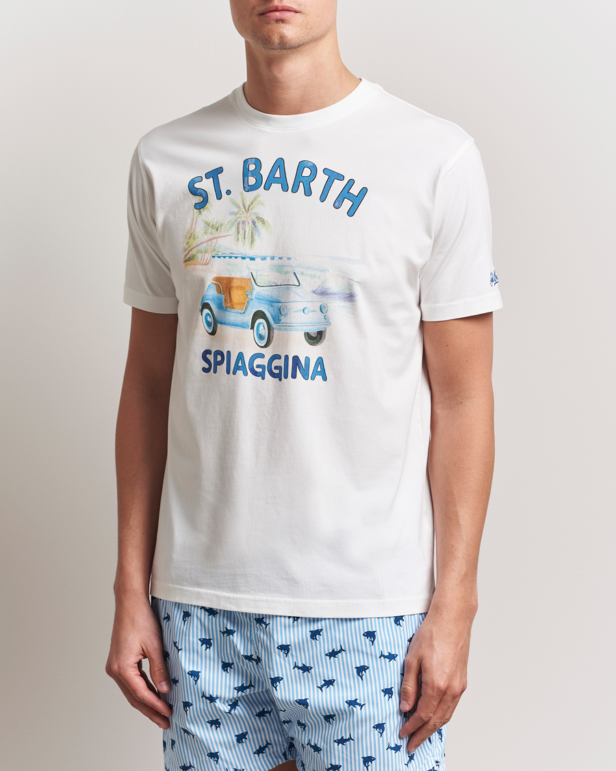 Herre | T-Shirts | MC2 Saint Barth | Printed Cotton T-Shirt Spiaggina