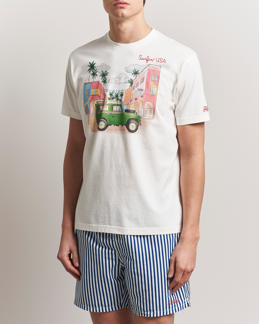 Herre | T-Shirts | MC2 Saint Barth | Printed Cotton T-Shirt Surfing USA
