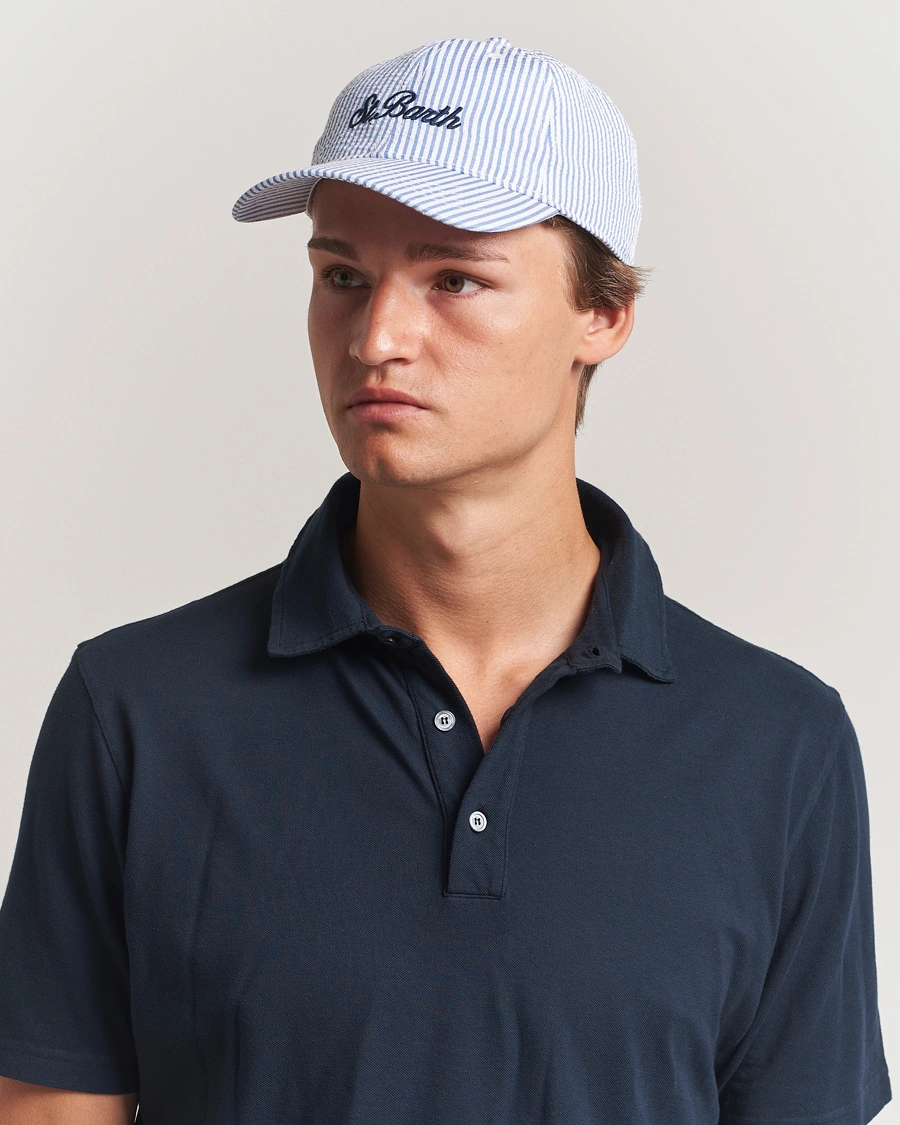 Herre | Hatter og capser | MC2 Saint Barth | Seersucker Baseball Cap Blue Stripes