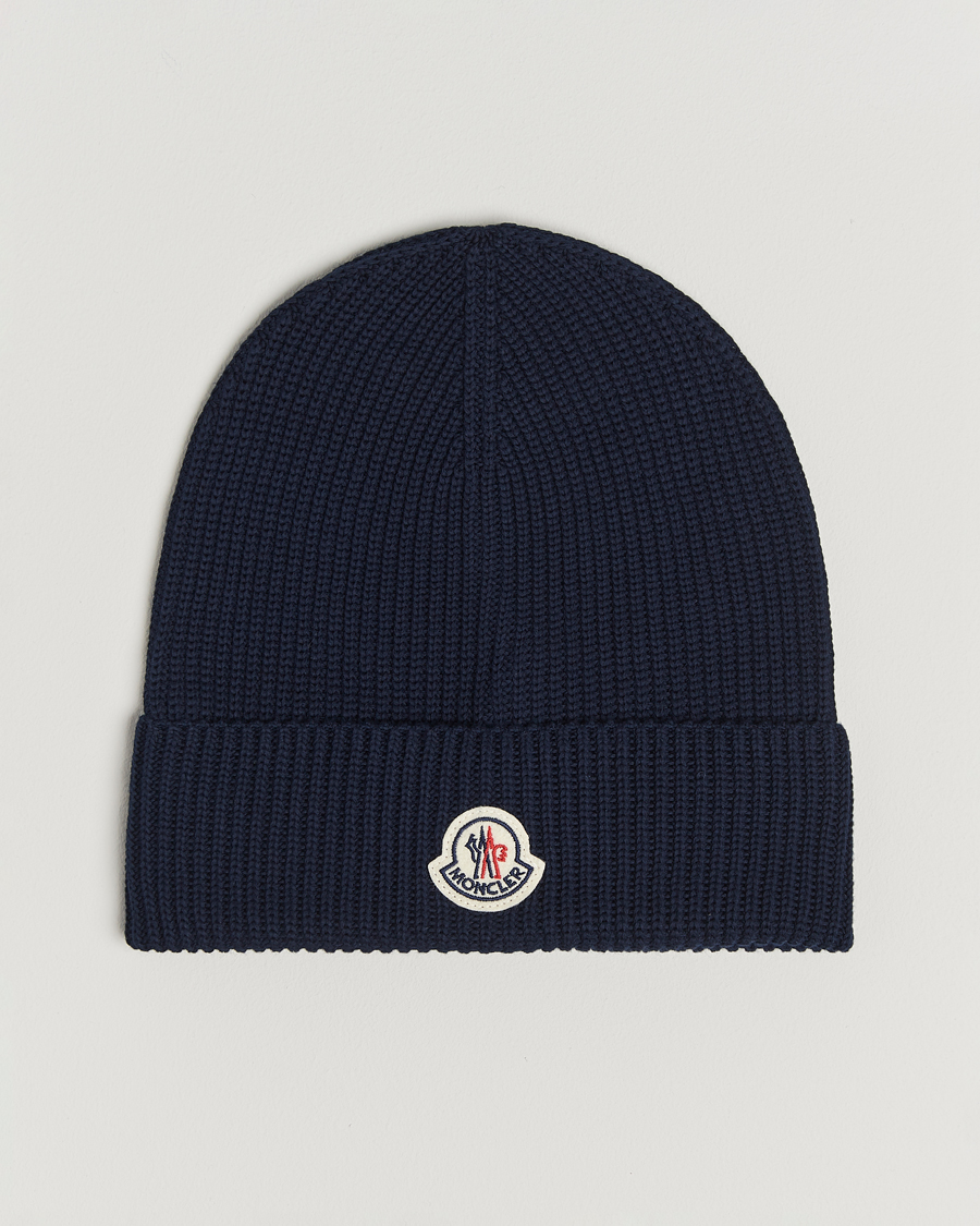 Herre | Luer | Moncler | Ribbed Wool Beanie Navy