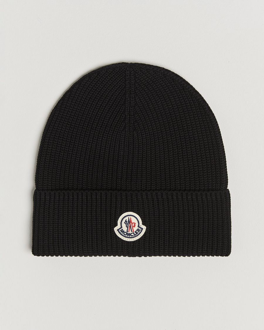 Herre | Luer | Moncler | Ribbed Wool Beanie Black